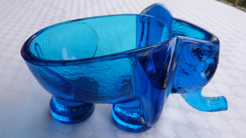 Monijor62-antiguo Coleccion Querandi Elefante Vidrio Azul (Usado)