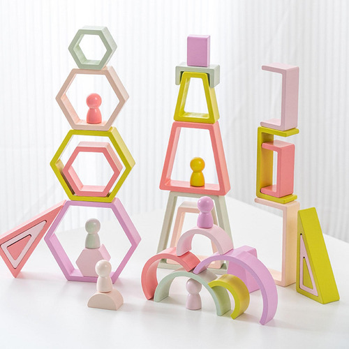 Bloques De Construcción De Madera, Apilador De Arco Iris,