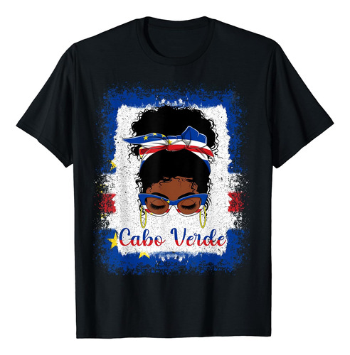 Messy Bun Cabo Verde Bandera Cabo Verde Mujer Niña Camiseta