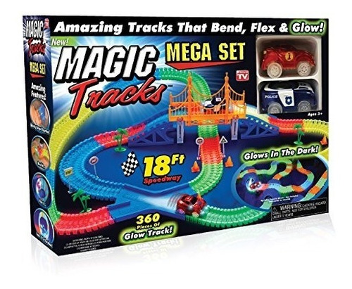 Ontel Magic Tracks Mega Set Con 2 Led Race Car Y 18 Pies De