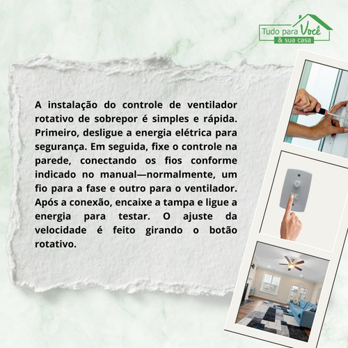 Controle Ventilador 1 Tecla Espelho 4x2 Rotativo Universal