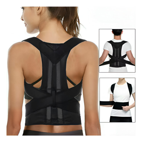 Corrector Postura Para Hombres Y Mujeres Con Placa Soporte Negro L