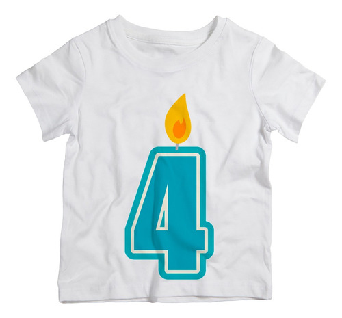 Camiseta Infantil Numero 4 Aniversario Vela