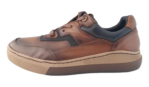 Tenis Hombre Casual Urbano Confort Lobo Solo 9769 Piel Café