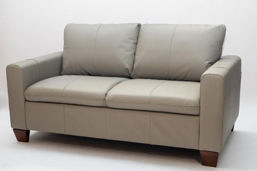 Sofa Blanc 2 Cuerpos - Tapizado En Cuero Vacuno - Gris