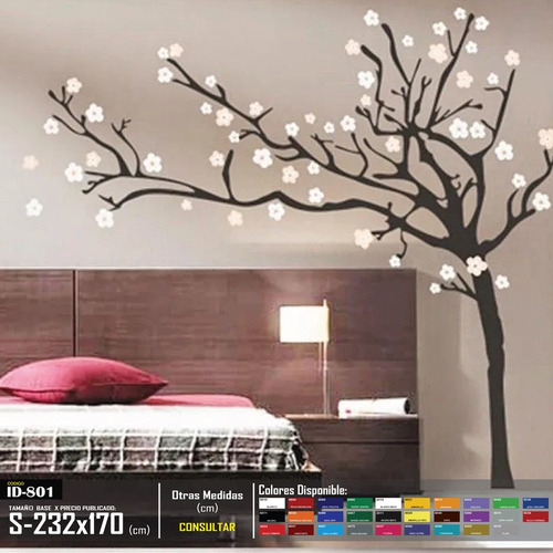 Vinilos Decorativos Arbol Con Flores Stickers De Pared