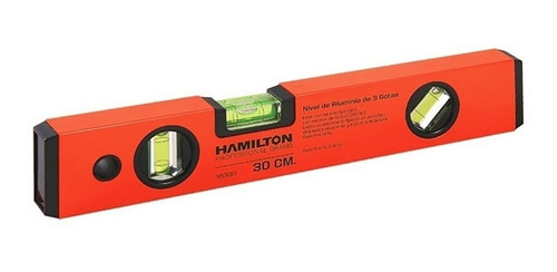 Nivel De Mano De Aluminio 30cm Imantado 3 Got Hamilton Ns300