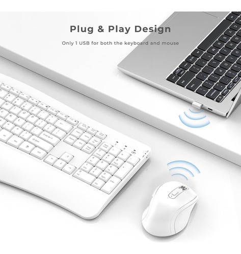 Combo Teclado Y Ratón Inalámbricos Peious Ergonómico