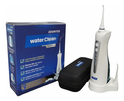 Waterclean Odontus Irrigador Oral Bivolt Com 8 Bicos + Case Cor Branco