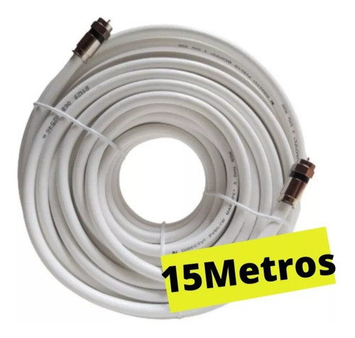 Cable Coaxial Rg6 15 Metros Blanco, Inter, Movistar Simple