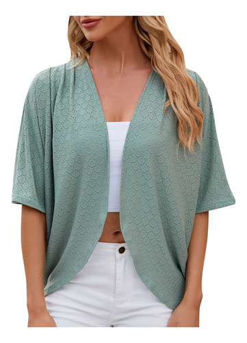 Chaqueta De Color Liso Para Mujer Con Abrigo Con Volantes Y