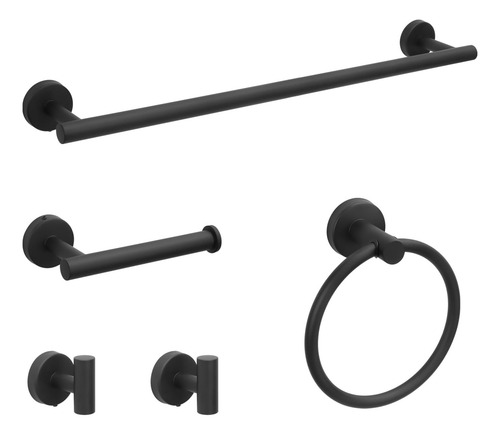 Set De Accesorios Para Baño Juego 5 Piezas Acero Inoxidable Negro
