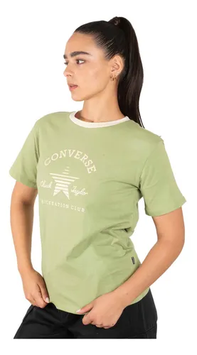Remera Converse Patch Retro Mujer Moda Verde