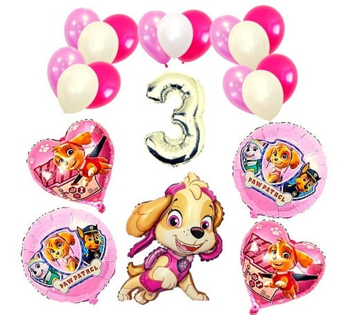 Combo Globos De Cumpleaños Paw Patrol Kit Completo Niña