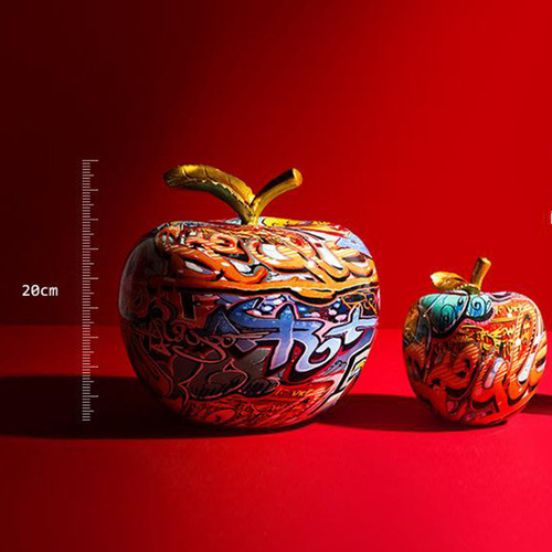 Ft Escultura Colorida, Manzana Pintada A Mano El