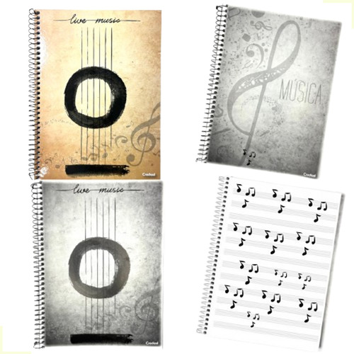 Kit 3 Caderno De Música Com Pautas 50 Folhas Espiral Escolar