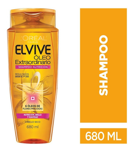  Shampoo Oleo Extraordinario Universal 680ml Elvive Nutrición Brillo Y Suavidad