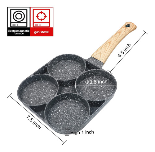 Sartén Antiadherente Para Huevos Estrellados, 4 Espacios
