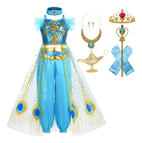 Vestido Jasmine Para Niños Diseño De Princesa Aladdin Lámp