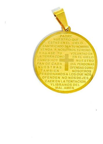 Imagen 3 de 3 de Dije Acero Inoxidable Dorado Padre Nuestro