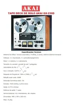 Comprar Catálogo u002F Folder: Tape Deck Akai De Rolo Gx-230d # Novo Okm