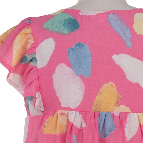 Imagen 6 de 7 de Blusa Vestir Holgada Fresca Estampado Acuarela Primaveral.