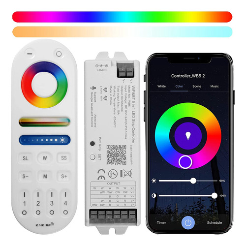 Kit De Control Remoto Wifi Bt Rf Para Tira Led Rgb Cct Rgbw