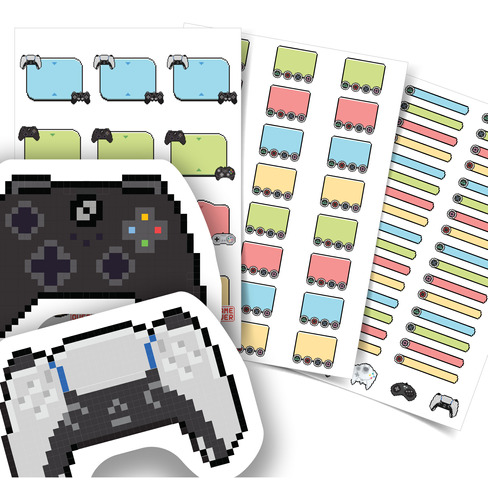 Etiquetas Escolares Video Games Colorido Kit Jumbo