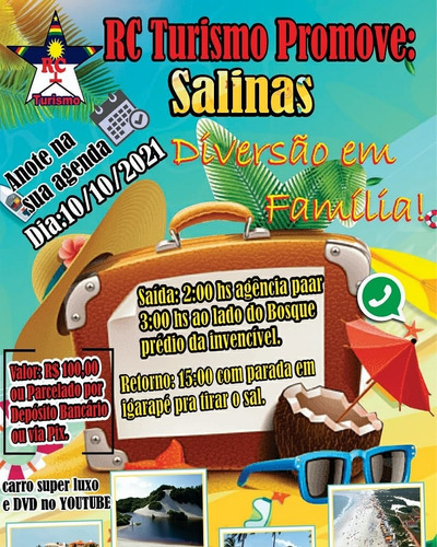 Imagem 1 de 1 de Passeio Regional P/ Salinas. Incluso: Viagem Em Ônibus Dd.