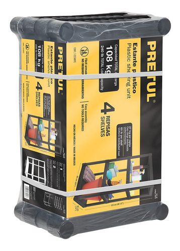 Estante Plastico 4 Repisas Pretul Cod. 25075 Clv-est-4p