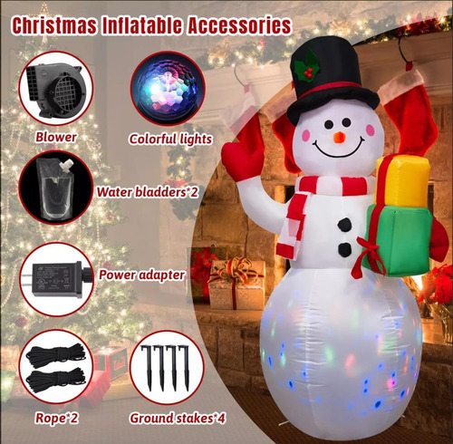 Boneco De Neve De Natal Led Infláveis De 1,5 M