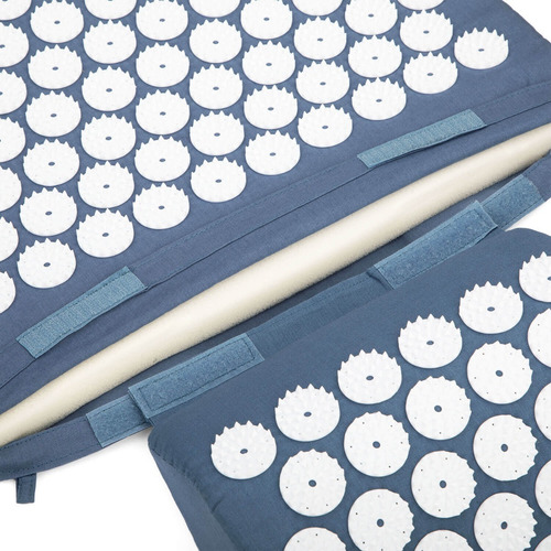 Yogateria Tapete E Almofada Acupressure Acupressão Massagem Cor Azul