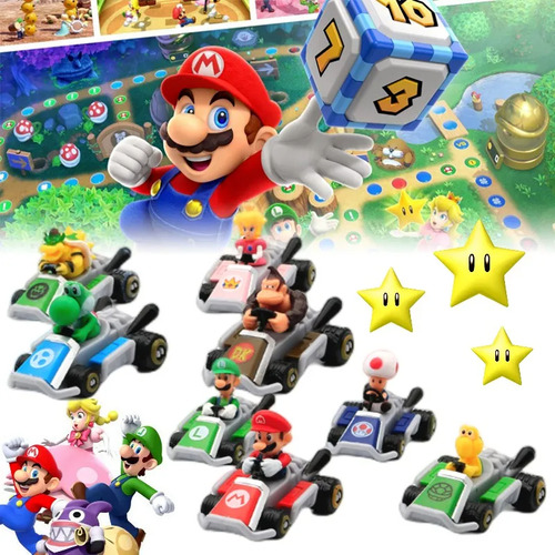 8pcs Mario Bros Auto Mario Kart A Fricción/personajes