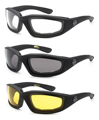 3 Pares De Lentes Choppers Marco Acolchado Lente De Humo 100