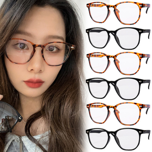 Gafas Ovaladas Simples, Unisex, Retro, Con Diseño De Leopard