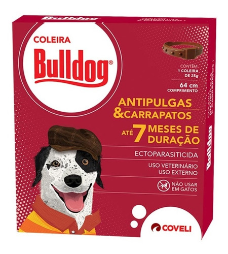 Coleira Bulldog Antipulgas E Carrapatos 25g Coveli P/ Cães 