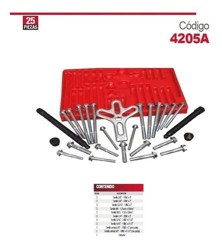 Juego Extractor Pata De Gallo O Volante 25 Pzas Urrea 4205a