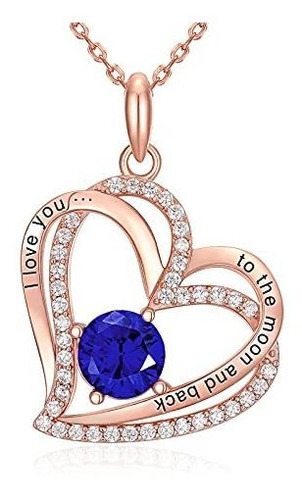 Collar - Forever Love Heart Birthstone Pendant Neckalces - W