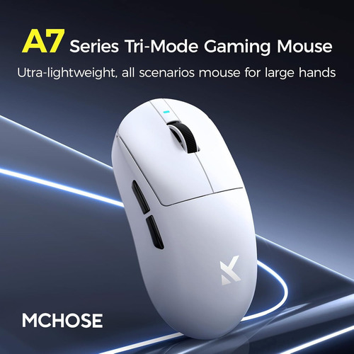 Mouse Para Jogos Sem Fio Mchose A7 Pro Paw3395 8k Leve