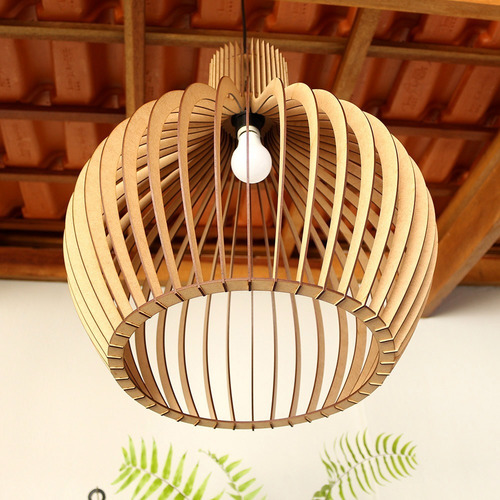 Imagem 3 de 7 de Luminaria Pendente Grande Decoração Casa Mdf
