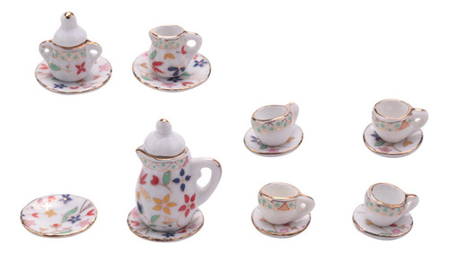 Juego De Té De Porcelana Para Casa De Muñecas En Miniatura,