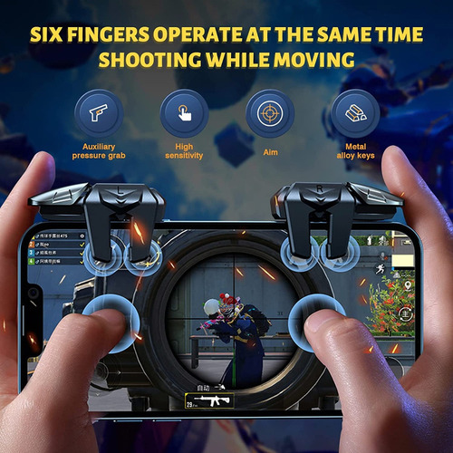 Gatillos Celular Con 4 Botones + Dedales Gamer,gatillos