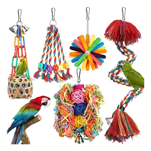 Kit 5 Brinquedo Calopsita Periquito Poleiro Escada Balanço