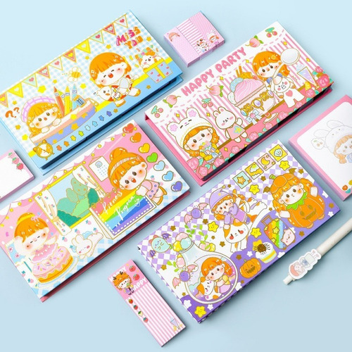 Estuche Post It Notas Diferentes Tamaños Kawaii Cute Niña