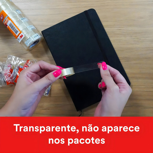 Fita Adesiva 12mm X 30m Durex Transparente 3m Pct C/10 Rolos
