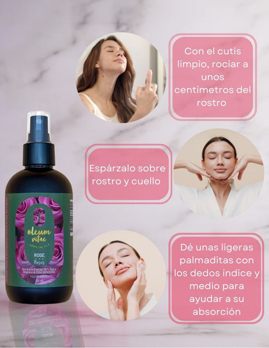 Tonico Facial Oleum Vitae C/ Aceite Esencial Rosa Damascena Momento de aplicación Día/Noche Tipo de piel Todo tipo de piel