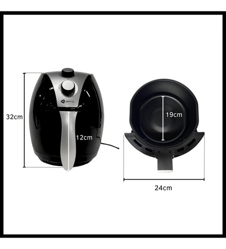 Freidora de aire Oryx OR3202 de 3.2L color negro 220V-240V