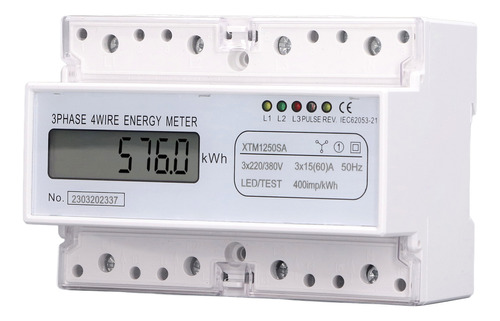 Medidor De Energía Trifásico, 4 Hilos, 7p, Digital, Lcd, Vat