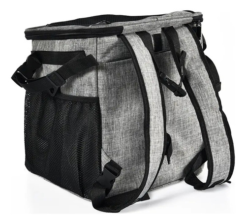 Mochila Transportadora Para Mascotas Perro Gato Bolso Top Open Cancat Canasto Hasta 5 Kg 30 X 30 X 37 Cm Color Gris