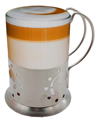 Jarrito Capuccino Taza Café Vidrio Mango Acero